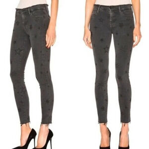 NWT MOTHER Double Fray Charmer Written in the  Star Embroidered Jeans Size 26